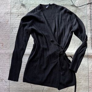 100% Cashmere black wrap sweater